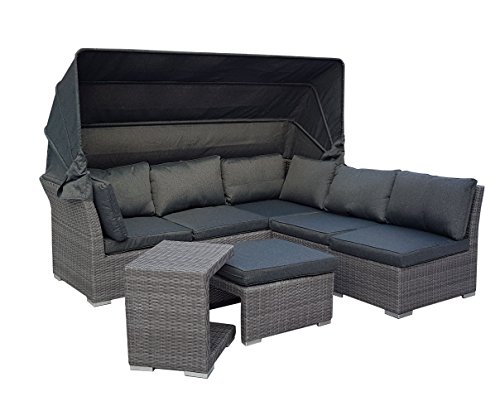 Strandkorb Lounge Palma Cabrio Sofa Alu Geflecht 5tlg. grey