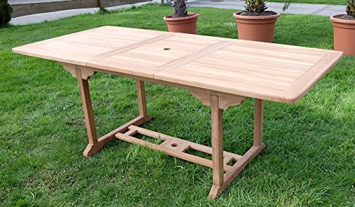 TEAK XXL Ausziehtisch Holztisch Gartentisch Garten Tisch 150 / 200 Länge 90cm Breite, Holz geölt Modell: SABA von AS-S