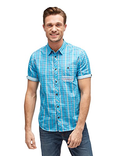 TOM TAILOR für Männer Blusen & Shirts Kariertes Kurzarmhemd mit Brusttasche