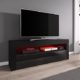 TV-Element TV Schrank TV-Ständer Entertainment Lowboard LUNA 140 cm, Körper Schwarz matt /Fronten Schwarz hochglanz mit RGB LED