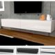 TV Lowboard Hängeboard Tisch Board Schrank mit Hochglanz 180 cm Länge weiß