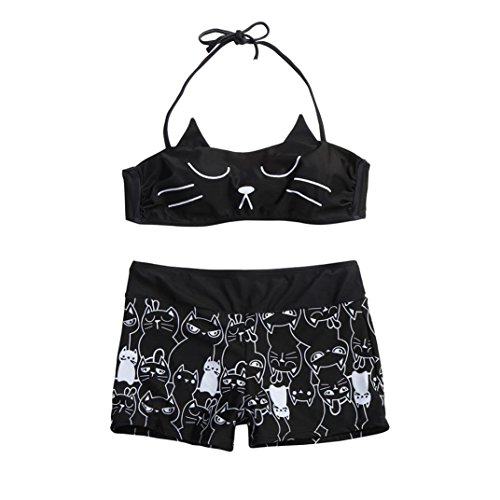 TWIFER Mädchen Strappy Kitty Katze Bikini oberteile Badeanzug badehose Set