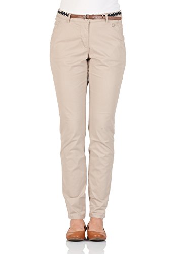 Tom Tailor Damen Chino Hose mit Gürtel - Beige - Dusty Taupe