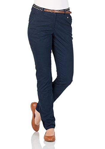 Tom Tailor Damen Chino Hose mit Gürtel - Blau - Real Navy Blue