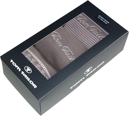 Tom Tailor Damen Socken // 3 Paar in Geschenkbox // hellbraun + mehr (676)