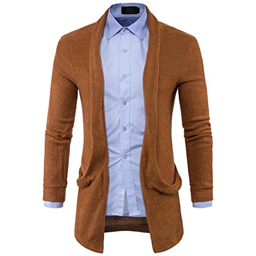 Trenchcoat,Dasongff Männer Solid Strickjacke Pullover Slim Fit Lange Trenchcoat Open Jacke Mantel