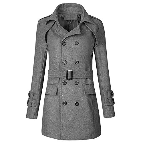 VENMO Männer Warme Jacke Mantel Outwear Slim fit langer Graben Knöpfe Trenchcoat Jeansjacke Lang Schlank Parka Vintage Kleid Retro Hemdkleid Langärmlig Revers Outwear Kapuzenjacke