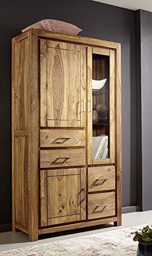 Vitrinenschrank Vitrine 101cm "Austin" Sheesham massiv Holz