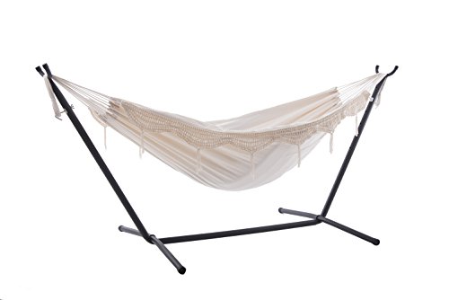 Vivere Hängemattengestell mit Hängematte, Mehrfarbig, 250cm, Doppel
