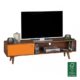 WOHNLING TV Lowboard REPA 140 cm Massiv-Holz Sheesham Landhaus 2 Türen & Fach | HiFi Regal braun 4 Füße | Fernseher Kommode Vintage