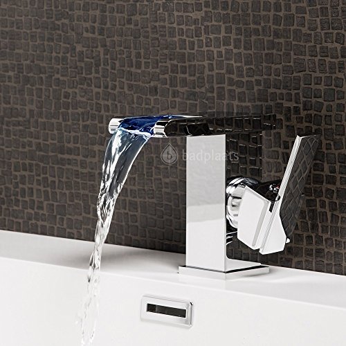 Wasserhahn Londen LED Wasserfall Waschtisch Armatur Waschtischarmatur Waschbecken Waschbeckenarmatur Badezimmer Badarmatur