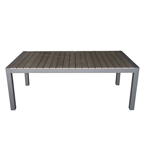 Wohaga® Aluminium Gartentisch ausziehbar 205/275x100cm mit Polywood-Tischplatte Gartenmöbel Grau