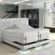 XXL MANCHESTER Boxspringbett mit Elektrischer Liegefunktion Designer Boxspring Bett Chesterfield LED WEISS CHESTERFIELD DESIGN Weiss Kunstleder Größe 180_x_200_cm