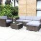 XXL Rattan Polyrattan Gartenmöbel Lounge Sitzgruppe Garnitur 4 Sitze + Hocker, Tisch