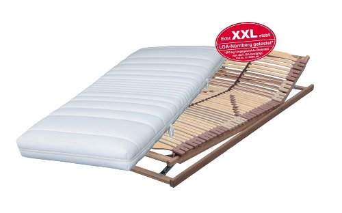 XXL-SET GreenLine bestehend aus: Malie 7-Zonen Kaltschaummatratze in Überlänge 90x220 cm im Härtegrad 2 / H2 plus Lattenrost PANDA-SUPERFLEX XXL KF verstellbar in Überlänge 90x220 cm bis 200 kg getestet – sofort lieferbar