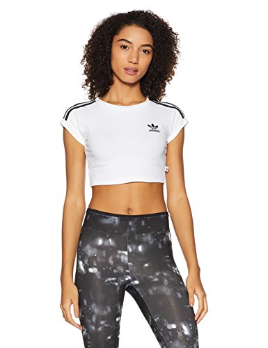 adidas Damen Cropped Top Shirt, Schwarz