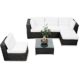 erweiterbare Gartenmöbel Polyrattan Lounge Möbel Set - schwarz