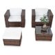 erweiterbares 10tlg. Balkon Gartenmöbel Set Polyrattan - braun-mix - Garnitur Gartenmöbel Sitzgruppe Loungemöbel Set - inkl. Lounge Sessel + Hocker + Tisch + Kissen