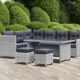 greemotion 129482 Rattan Lounge Set TOSCANA-Loungemöbel 5teilig für Garten & Terrasse-Gartenmöbel anthrazit Loungeset mit Esstisch-Outdoor Möbel Garnitur, Grau, 1 x 1 x 1 cm