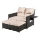 greemotion Bahia Sofa Twin grau bicolor, Love Seat aus Stahl und Polyethylengeflecht mit stufenlos verstellbarer Rückenlehne
