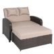 greemotion Loungesofa Bahia Promotion 3in1 braun, wetterfeste Sonneninsel mit Armlehnen, Gartensofa mit Bett- und Liegefunktion, pflegeleichte Gartenbank aus Wicker mit Stahlrahmen, Multifunktionssofa Outdoor, Loungeliege mit Auflagen und Kissen