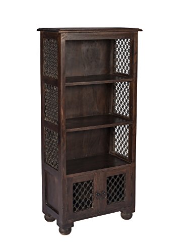 stylla London Sheesham massiv handgefertigt Traditionelle indische Jali Arbeit Vintage Stil Vitrine Bücherregal, Bücherregal, Holz, braun, 30,5 x 55,88 x 124.46 cm