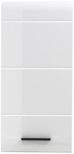 trendteam Badezimmer Hängeschrank, Wandschrank Skin Gloss, 30 x 77 x 23 cm in Weiß Hochglanz mit viel Stauraum