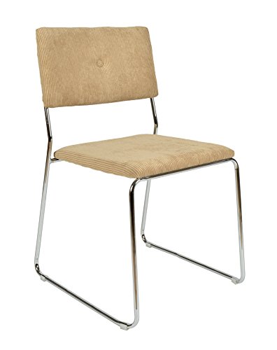 ts-ideen 1x Design Wohnzimmer Esstisch Küchen Stuhl Esszimmer Sitz aus Cord + Metall in Beige