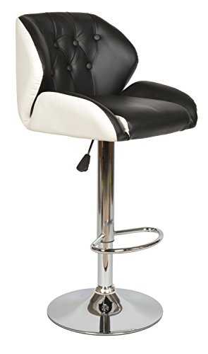 ts-ideen Design Club Barhocker Barstuhl Küchen Esszimmer Stuhl Sitz Weiß und Schwarz Sitzhöhe 61 - 82 cm