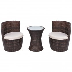 vidaXL Gartenmöbel-Set Sitzgruppe Balkonmöbel 5-tlg. Poly Rattan Schwarz/Braun