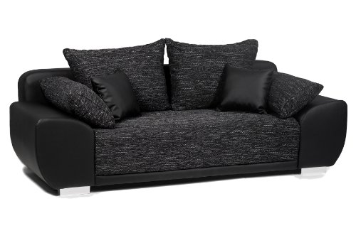 B-famous Schlafsofa Mailand-FK Materialmix Struktur und Kunstleder , schwarz-anthrazit  225x91cm