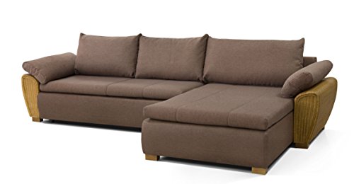 B-famous Polsterecke WIN Rattan Schenkelmaß 295 x 175 cm, Struktur machiatto