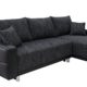 B-famous 150311 Perugia Polsterecke / Ecksofa, Materialmix PU Kunstleder mit Strukturstoff, 137 x 232 x 68 cm, schwarz / weiß