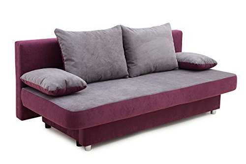 B-famous 100699 Schlafsofa, Stoff, lila/grau, 85 x 186 x 77 cm