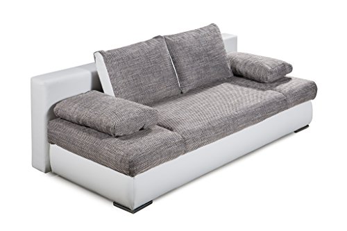 B-famous 100675 Schlafsofa, Stoff, weiß / grau, 95 x 200 x 72 cm