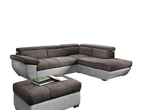 Cotta C344780 Speedway Polsterecke Ecksofa, Stoff, braun/grau, 262 x 79 x 224 cm, Recamiere rechts, ohne Bettfunktion