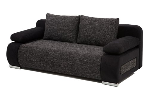 B-famous Schlafsofa Ulm Federkern 200 x 91 cm, Mikrofaser-Struktur, schwarz