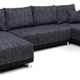 B-famous 150328 Perugia Wohnlandschaft in U-Form Ecksofa, Materialmix Microvelour mit Strukturstoff, 158 x 302 x 68 cm, schwarz / weiß