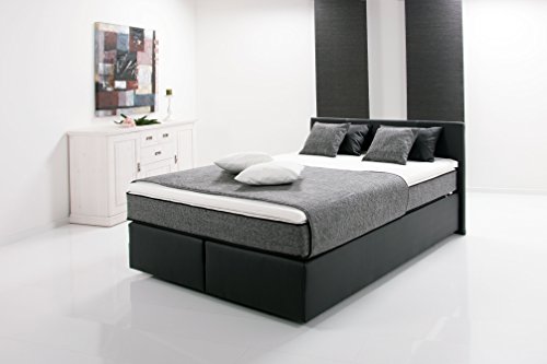 Wohnorama Breckle Boxspringbett Peach 180x200 inkl Topper Schwarz Grau