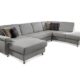 Wohnlandschaft Winstono mit Federkern und Longchair links / Sofa U-Form grau mit ausziehbarem Bett und großer Liegefläche / Größe: 317x88x220 (BxHxT) / Farbe: Hellgrau