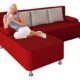 VCM Ecksofa Schlafsofa Sofa Couch mit Schlaffunktion Gästebett Bettsofa Sofabett Rot 81 x 203 x 78 cm "Magota"