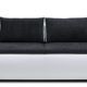 B-famous 150397 Lucas Boxspring-/Schlafsofa, 105 x 224 x 97 cm, Materialmix PU Kunstleder weiß mit weichen Strukturstoff schwarz