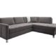 CAVADORE Sofa Paolo mit gesteppter Sitzfläche/Graues Ecksofa mit Wellenunterfederung/Rückenecht/Metallfüße/Maße: 233 x 80 x 196 cm (BxHxT)/Farbe: Grau