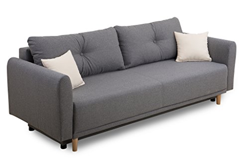 B-famous 100743 Schlafsofa, Stoff, grau, 95 x 235 x 88 cm