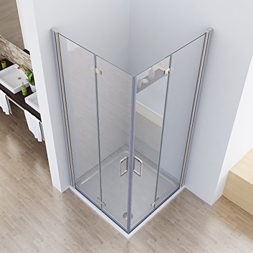 75 x 75 x 197 cm Duschkabine Eckeinstieg Dusche Falttür 180º Duschwand Duschabtrennung NANO Glas