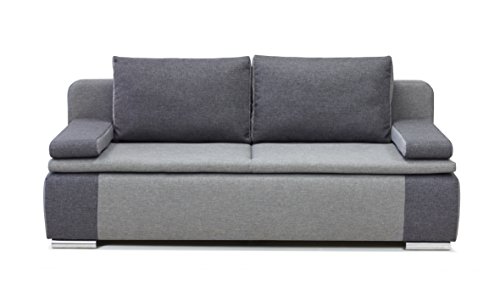 B-famous 100620 Lina Dauerschläfer-Sofa, feiner Strukturstoff, 87 x 201 x 88 cm, grau/hellgrau