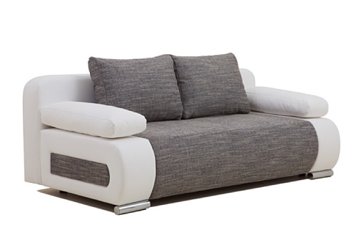 B-famous Schlafsofa Ulm-FK Kunstleder, 200 x 91 cm, weiß mit Struktur, grau