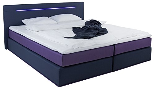 B-famous Imola Boxspringbett, Stoff, anthrazit / brombeerfarben, Double, 208 x 191 x 91 cm