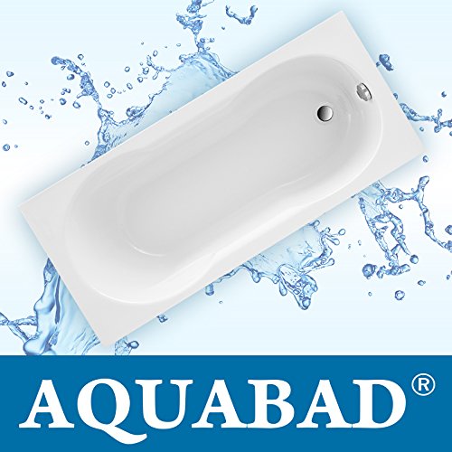 AQUABAD® Badewanne PRIMO, Acrylwanne Weiss Set inkl. Träger und Ablauf