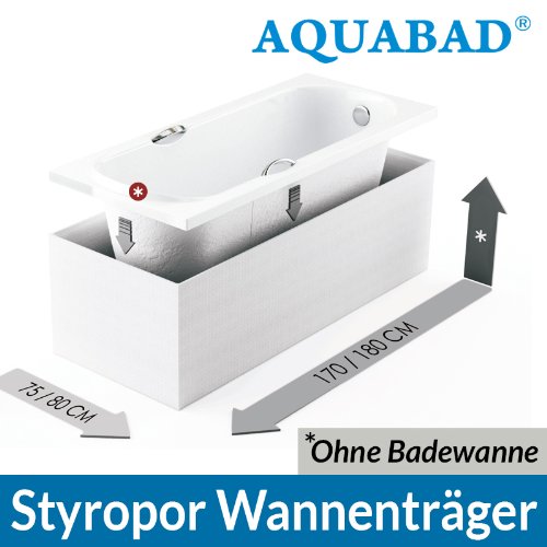 AQUABAD® Universal Badewannenträger (für Villeroy & Boch, Bette, Ideal Standard uvm.) Wannenträger Styroporträger Badewanne 170 x 75 u. 180 x 80 cm